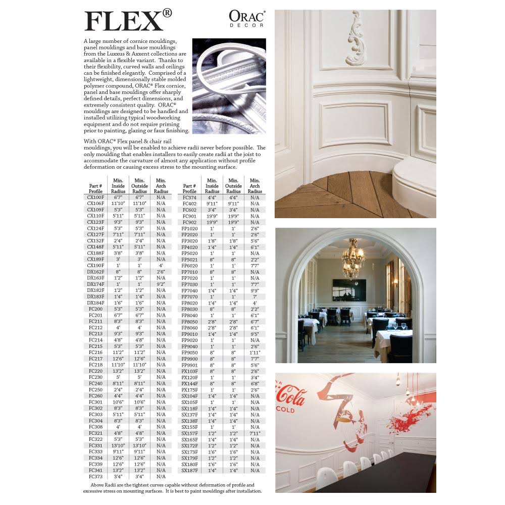 Orac Decor Flexible Crown MOULDING 2in Face x 78-3/4in Long | CX148F