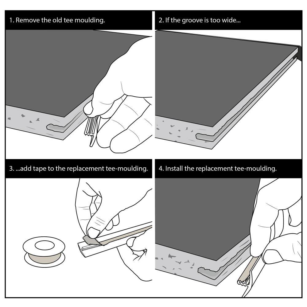 Outwater Plastic 0.8125x22 Thick x 0.8125x22 Wide x 3000x22 Length T-Molding Color Black 3P1.27.01751