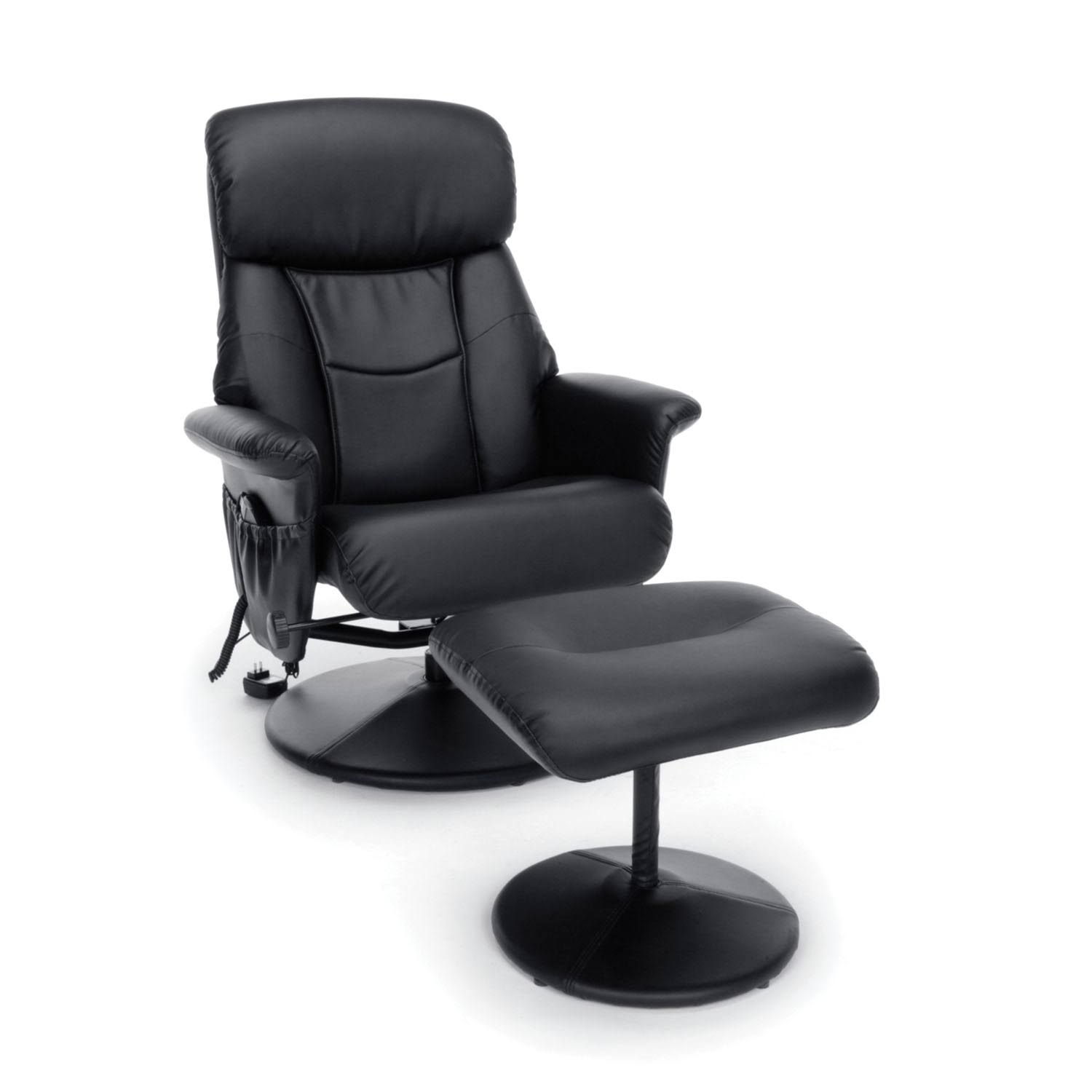 OFM ESS-7050M Essentials Heated Massage Executive Chair with Ottoman, Black