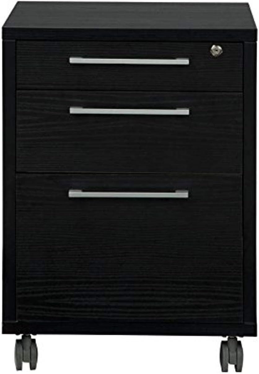 Tvilum Pierce 3 Drawer Mobile File Cabinet, Black Wood Grain