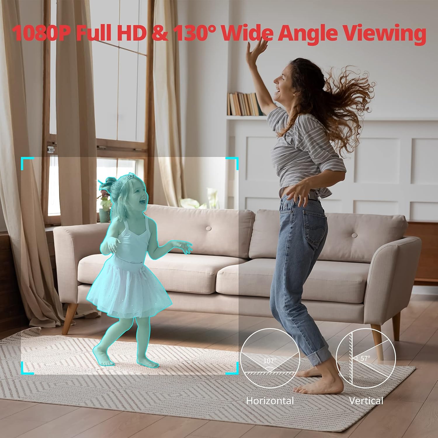 SwitchBot Security Indoor Camera, Motion Detection for Baby Monitor 1080P Smart Surveillance WiFi(2.4Ghz) Pet Camera for Home Security with Night Vision, Two-Way Audio, Works with Alexa Pack of 2