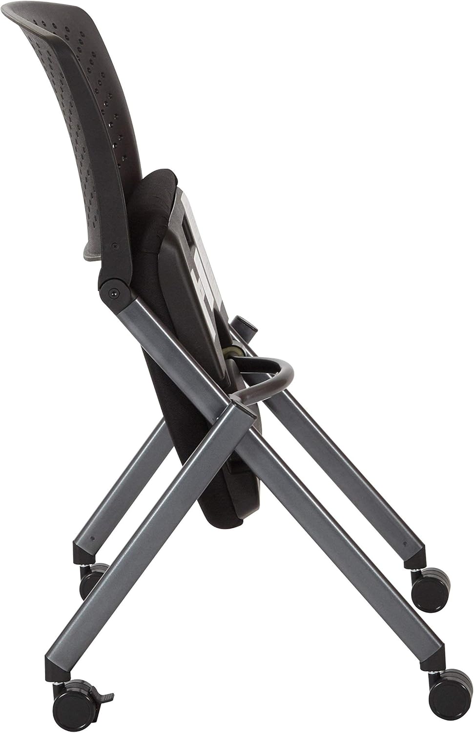 Office Star Deluxe Mid Back Leather Visitors Chair with Chrome Base and Padded Chrome Arms