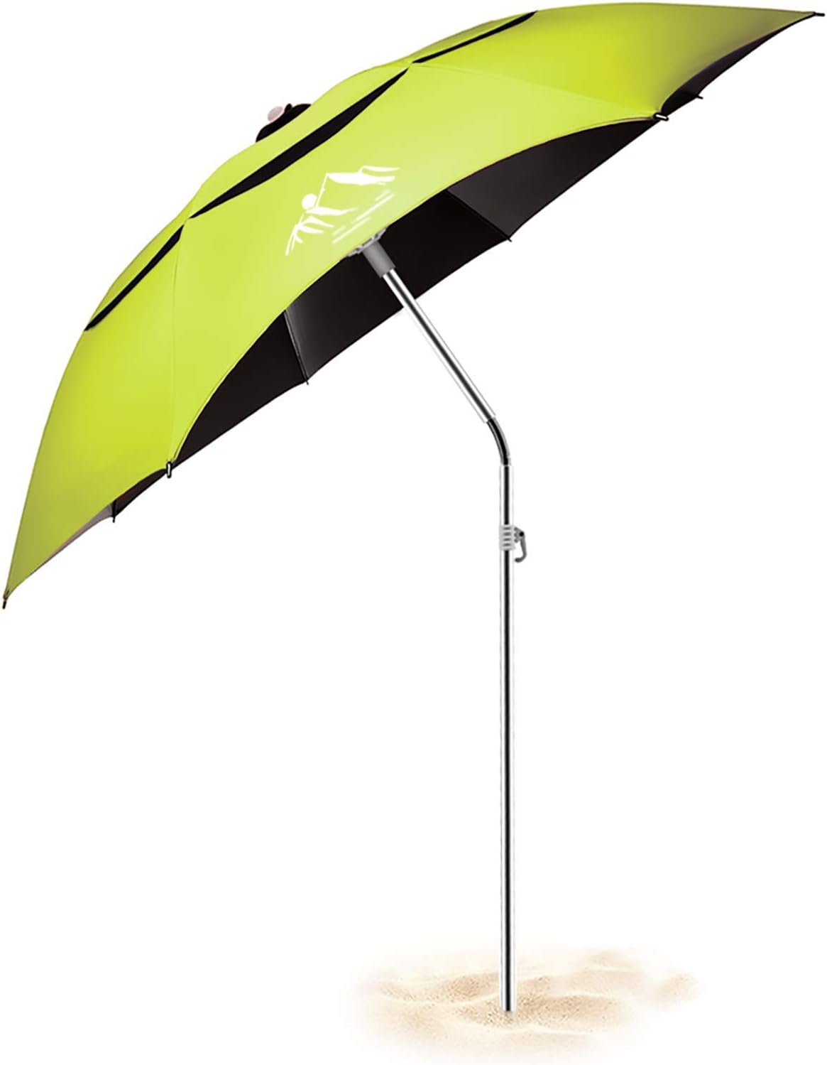 UPF40+ 6.5ft Beach Umbrella for sand Anchor & Tilt Aluminum Pole, Portable Beach Umbrella with Carry Bag for Beach Patio Garden Outdoor