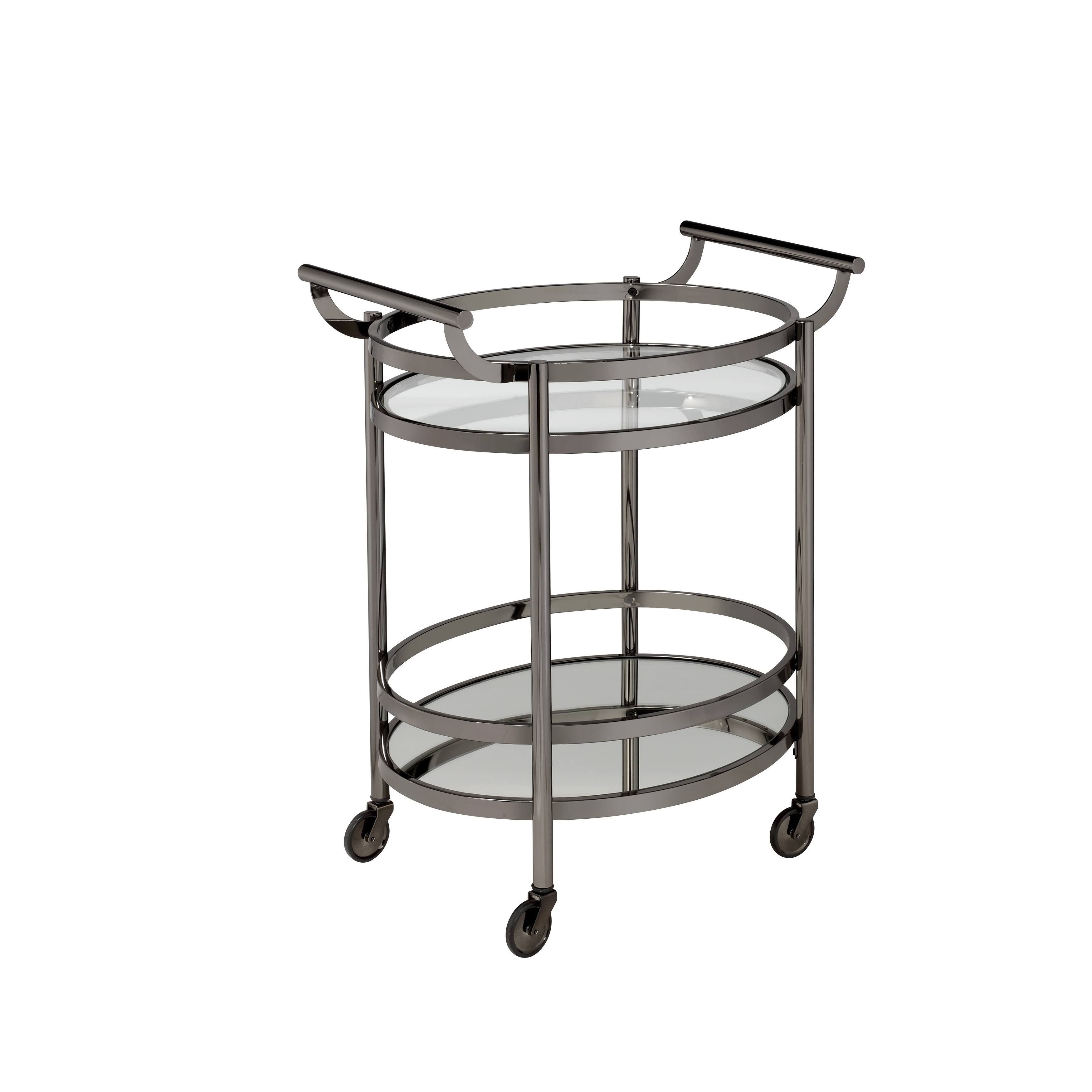 Acme Lakelyn Serving Cart Black Nickel u0026 Clear Glass