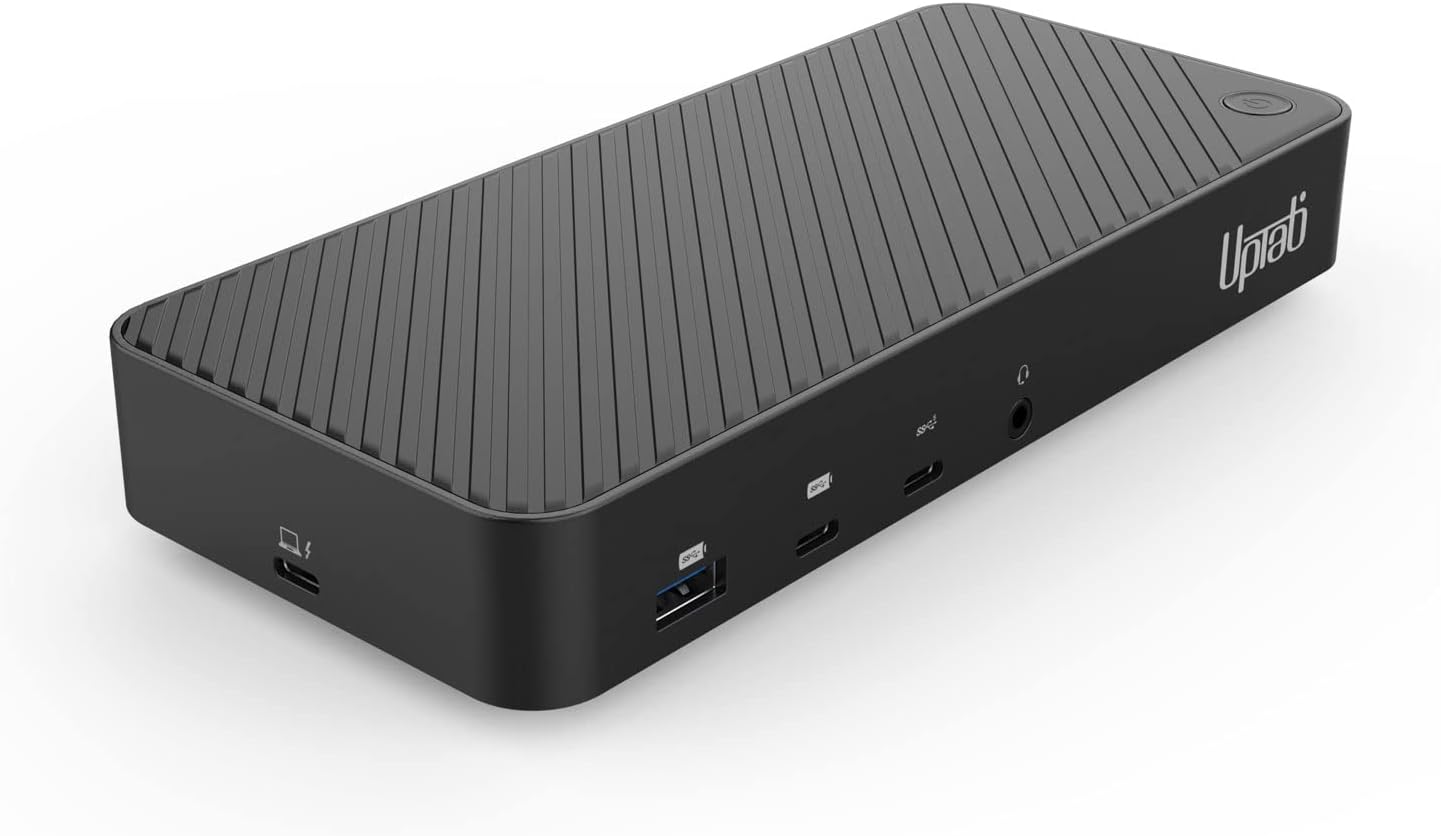 UPTab USB C Universal Triple 4K DisplayLink Docking Station with 100W USB PD for Windows and Mac Systems USB-A/C or Thunderbolt 3/4 (1x HDMI and 2X DisplayPort Outputs 5X USB Ports Ethernet Audi 3.5)
