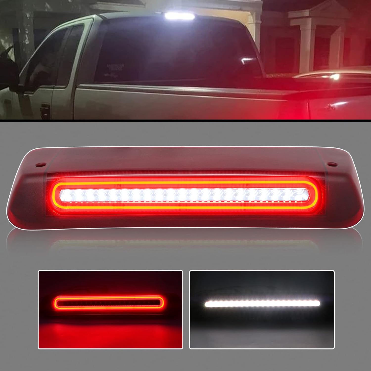 LED High Mount 3rd Third Brake Light for 04-08 F150, 07-10 Explorer Sport Trac, 06-08 Mark LT, Rear Cargo Lamp Smoked Lens