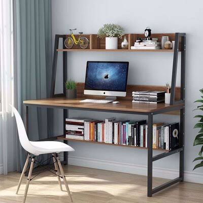Desk with Hutch Latitude Run Color (Top/Frame): Walnut/Black