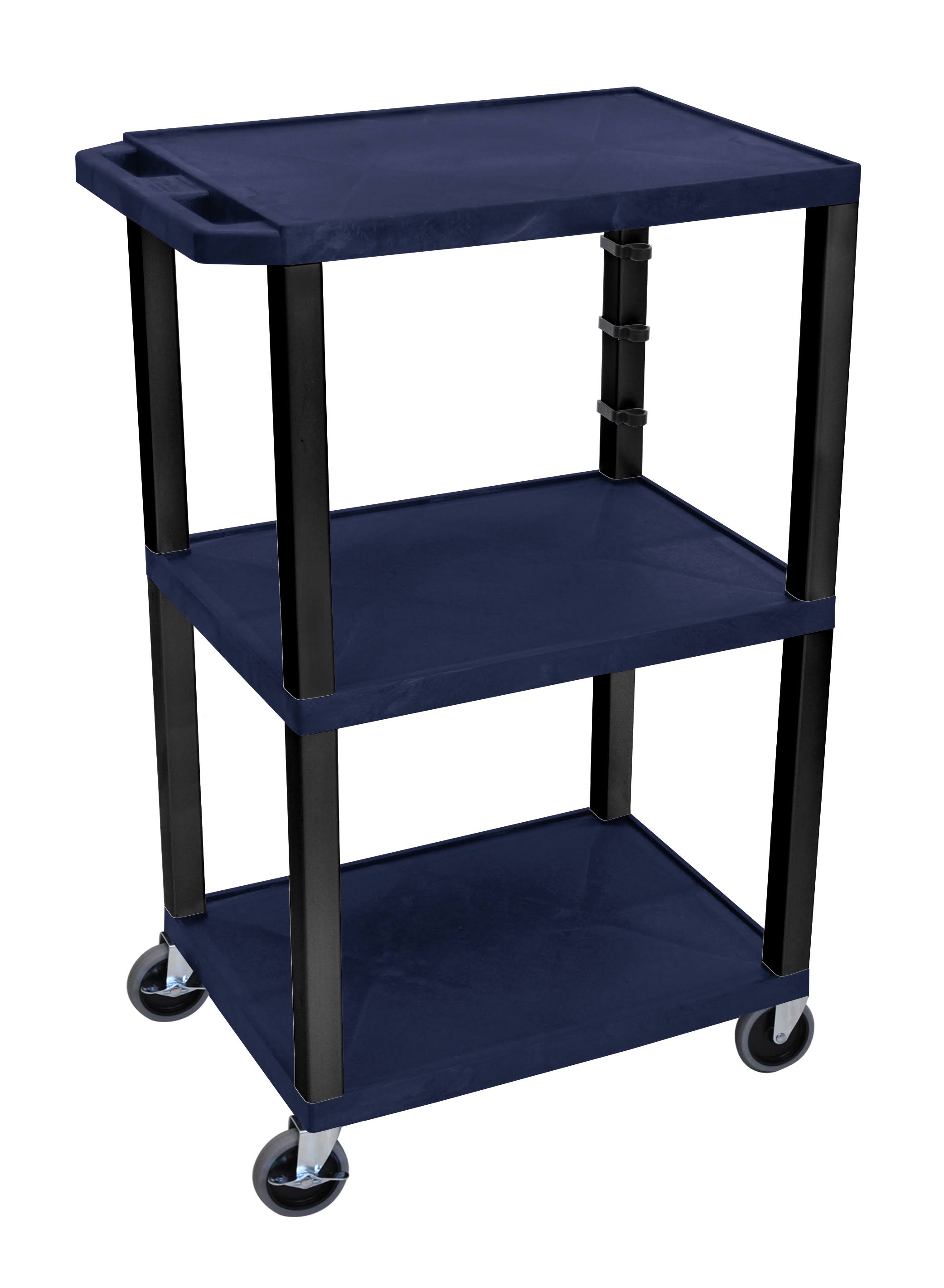 Offex Tuffy 3 Shelf Utility Cart; Black / Navy Blue