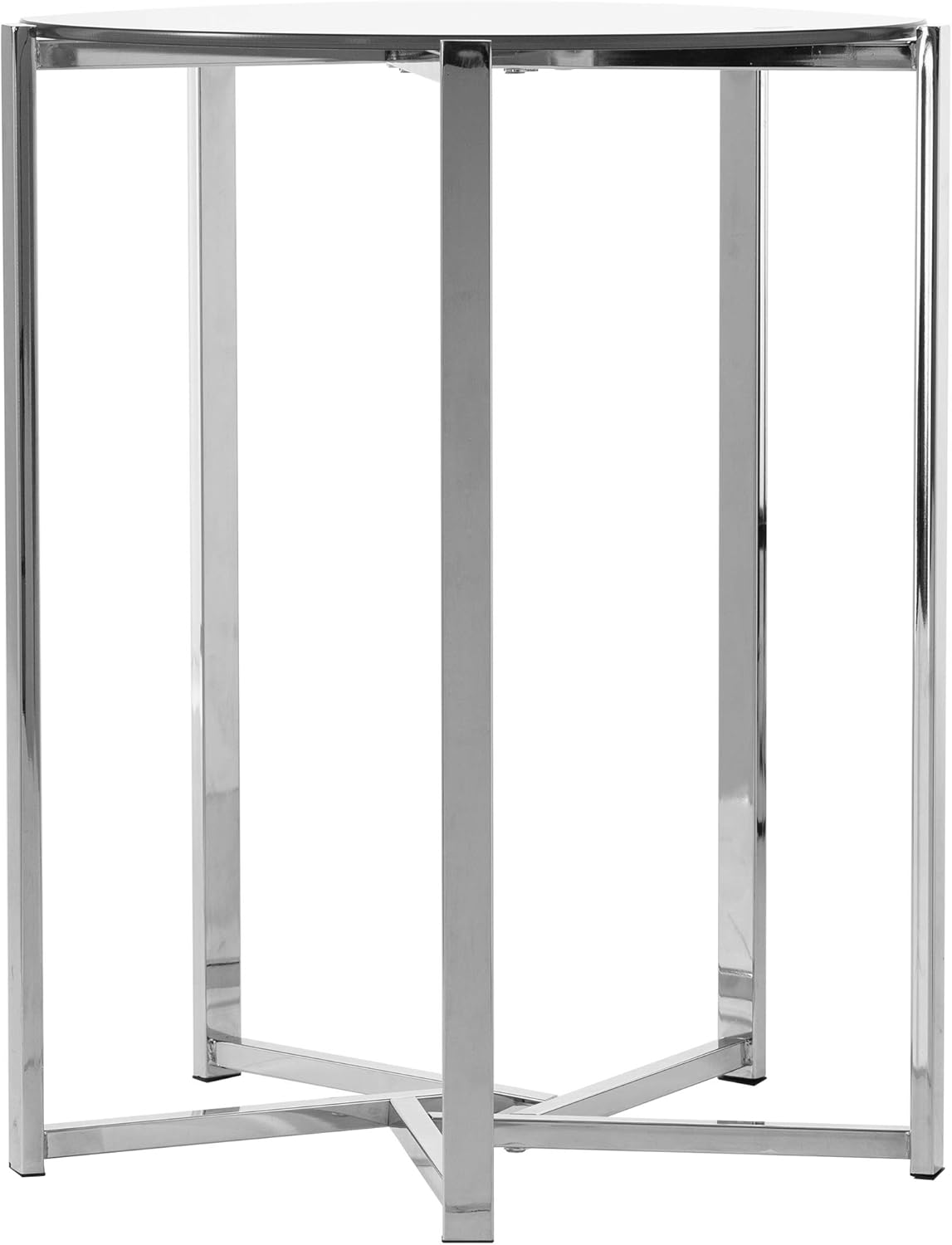 SEI Furniture Dransill End Table, Chrome, Black Faux Marble Glass