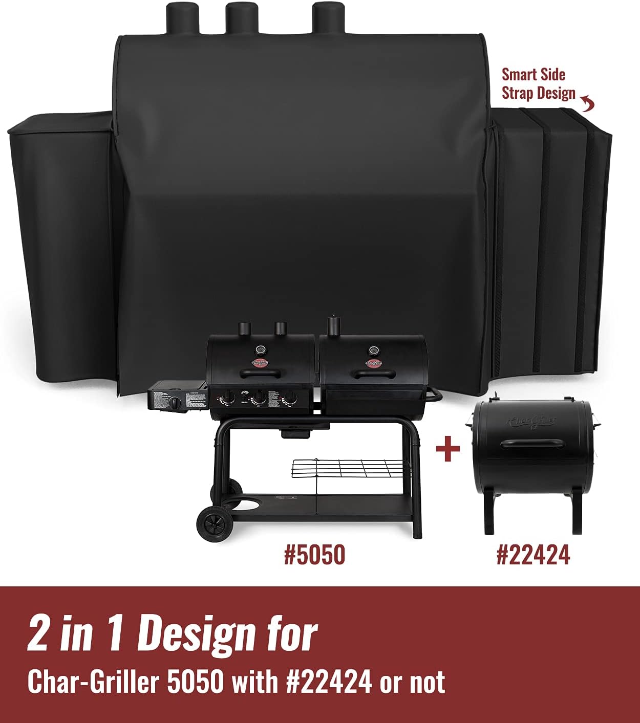 NUPICK 8080 Grill Cover for Char-Griller 5050 Duo Grill, Heavy Duty and Waterproof Grill Cover, All Weather Protection Pack of 2