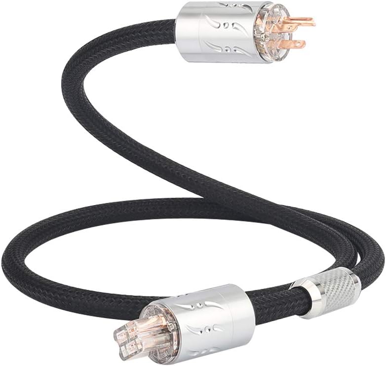 Viborg VP1501 C19 HiFi Power Cable, 20A IEC320 Hi-End Audio Power Cord, US AC Mains Cord with Pure Red Copper Power Plug (5FT/1.5M, C19)