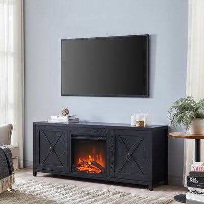 Bruner TV Stand for TVs Up to 65x22 with Electric Fireplace Included Laurel Foundry Modern Farmhouse Color: Black