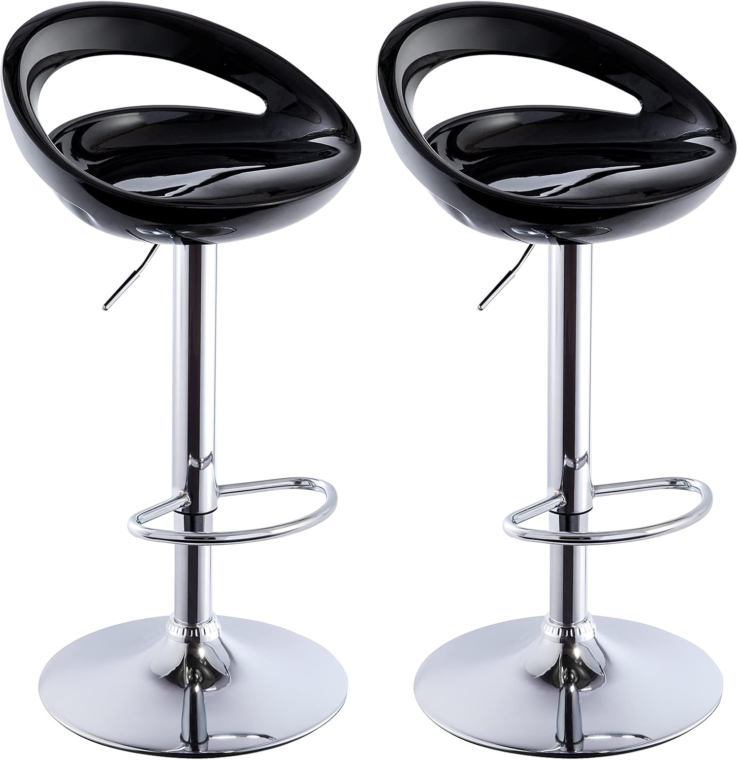 Duhome Set of 2 ABS Barstool Adjustable Swivel Bar Chairs 2 PCS for Kitchen Island Pub Bar (Black)