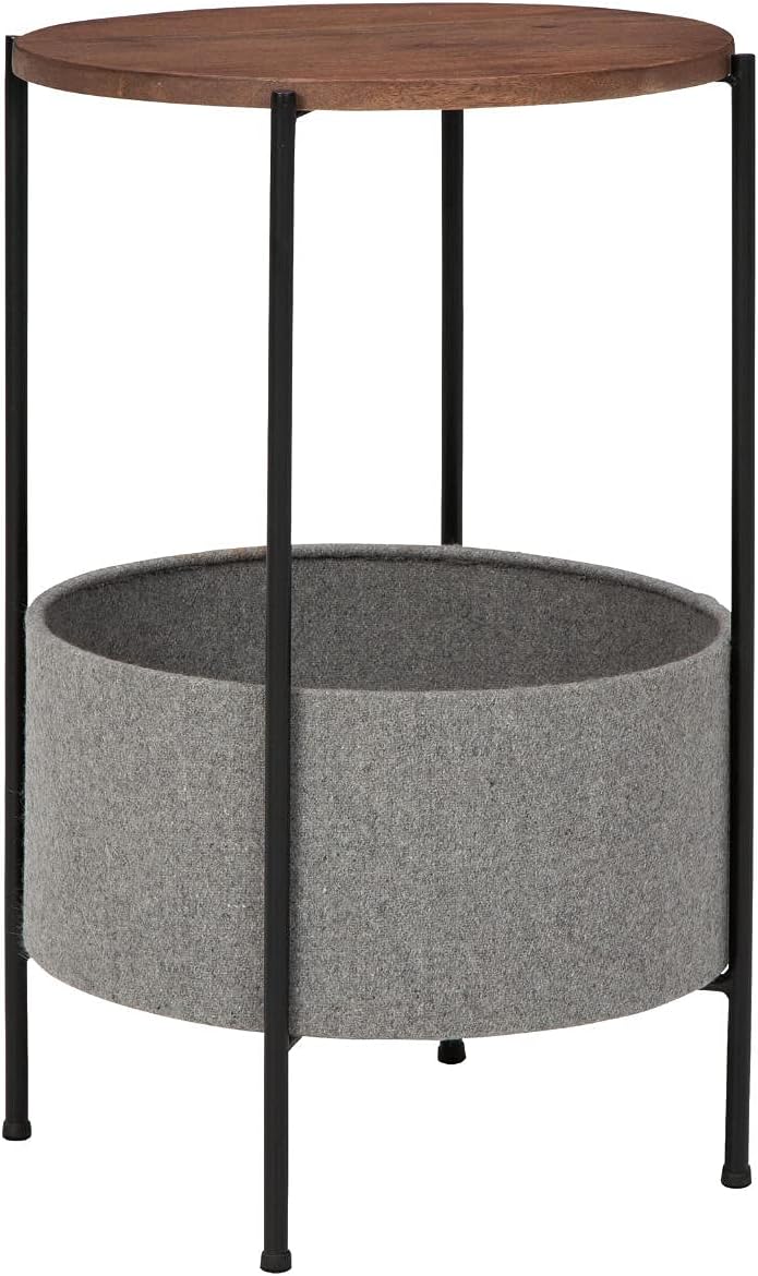 Signature Design by Ashley Brookway Modern Accent Table with Storage Basket, Brown & White