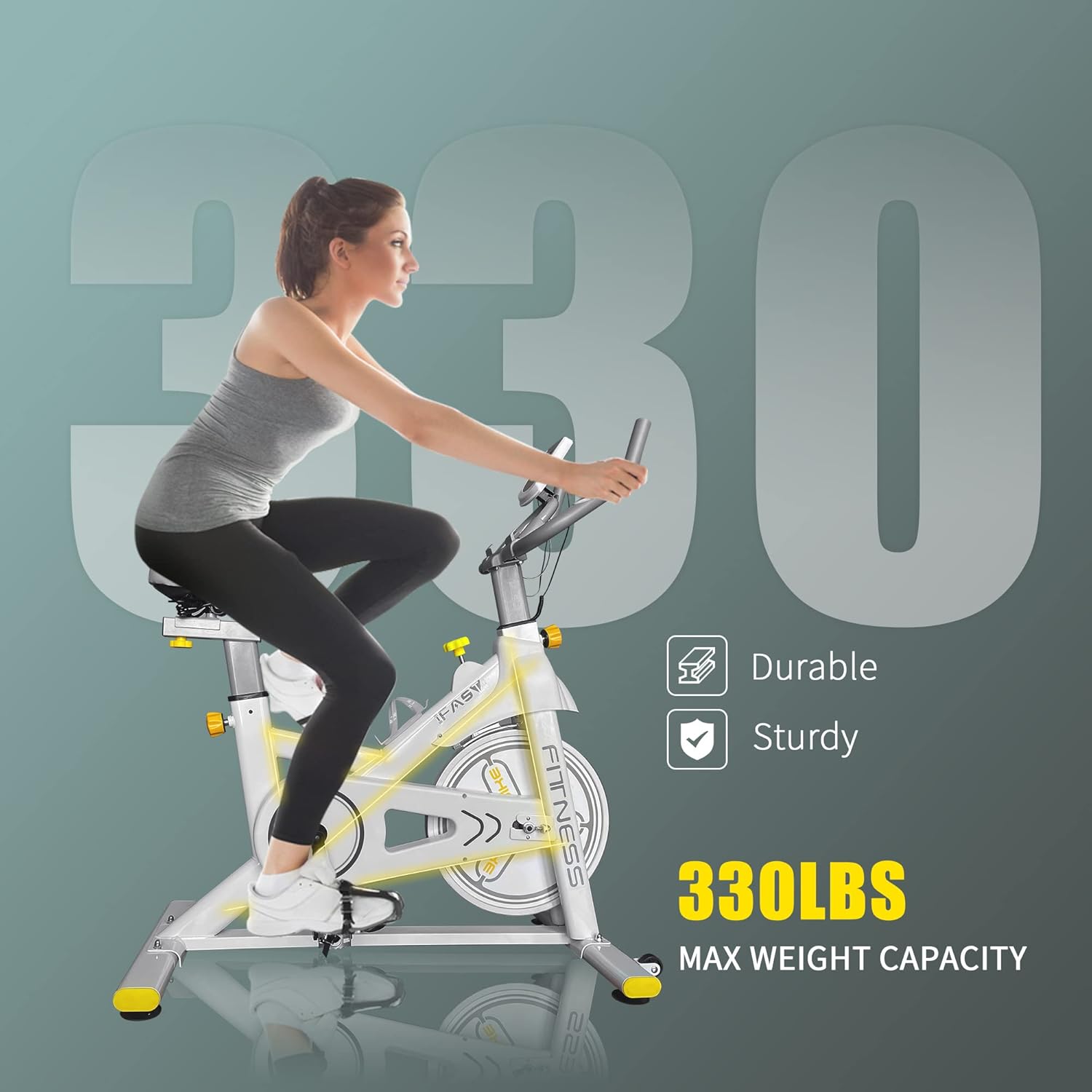 Magnetic Resistance Exercise Bike 330 lbs Weight Capacity Smooth Silent 40LB Heavy Flywheel Indoor Cycling Stationary Bike with LCD Monitor for Home Gym Cardio Workout