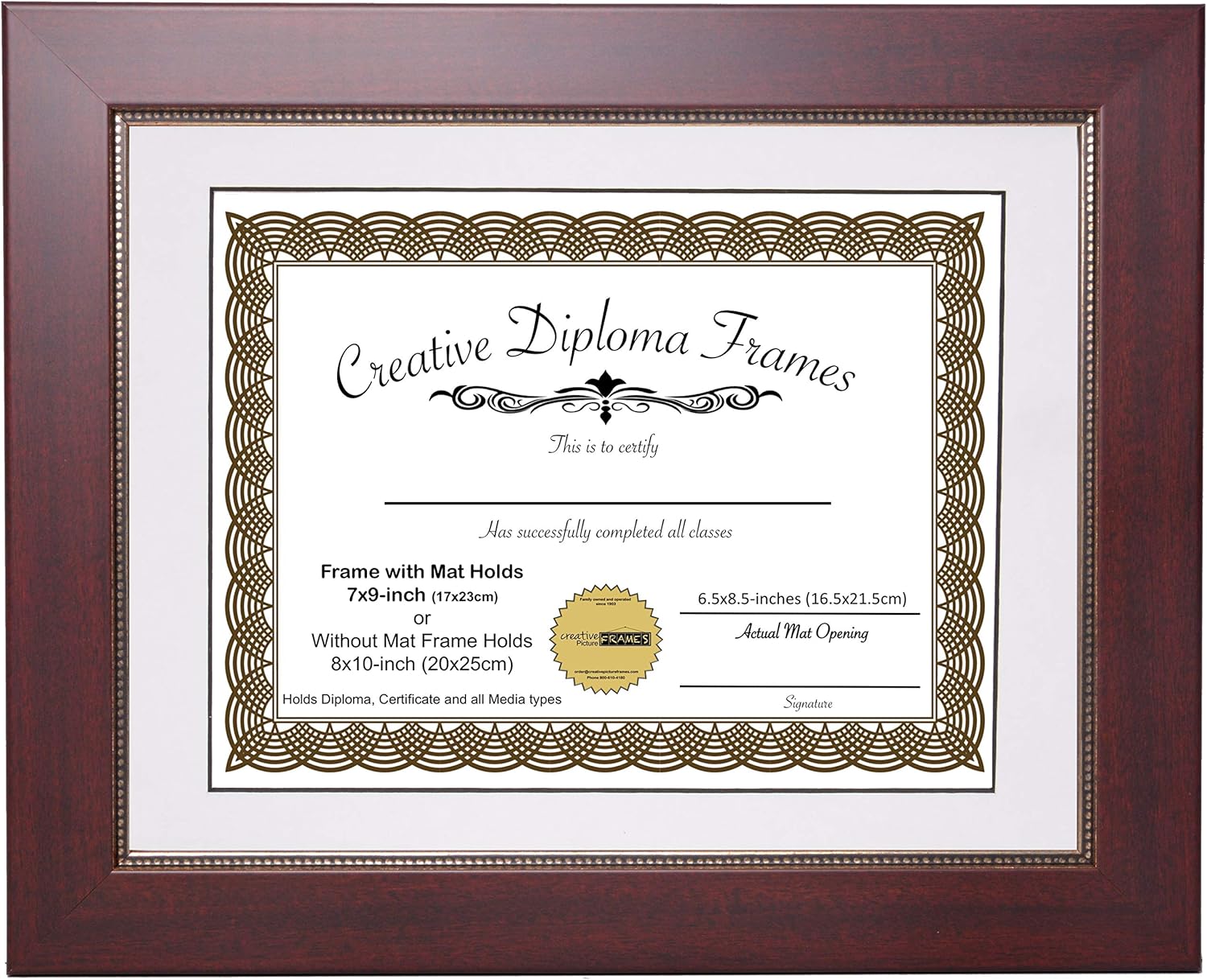 CreativePF [1417-1620mrv-b] Printed Gold Relief Mahogany Diploma Frame with Black Matting Holds 14x17-inch Documents with Glass and Installed Wall Hanger Pack of 2