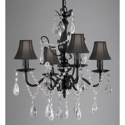 Hust 4 - Light Shaded Classic / Traditional Chandelier with Wrought Iron Accents House of Hampton Shade Color: Black