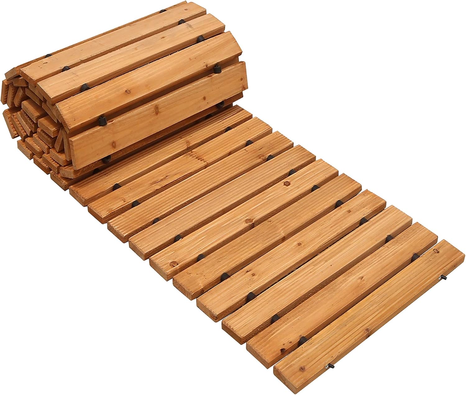 Reliancer 8' Wooden Garden Pathway Weather-resistant Straight Walkway Roll Out Cedar Outdoor Patio Path Rustic Decorative Garden Boardwalk Walkways Roll Up Beach Wood Road Floor Wedding Party Pathways