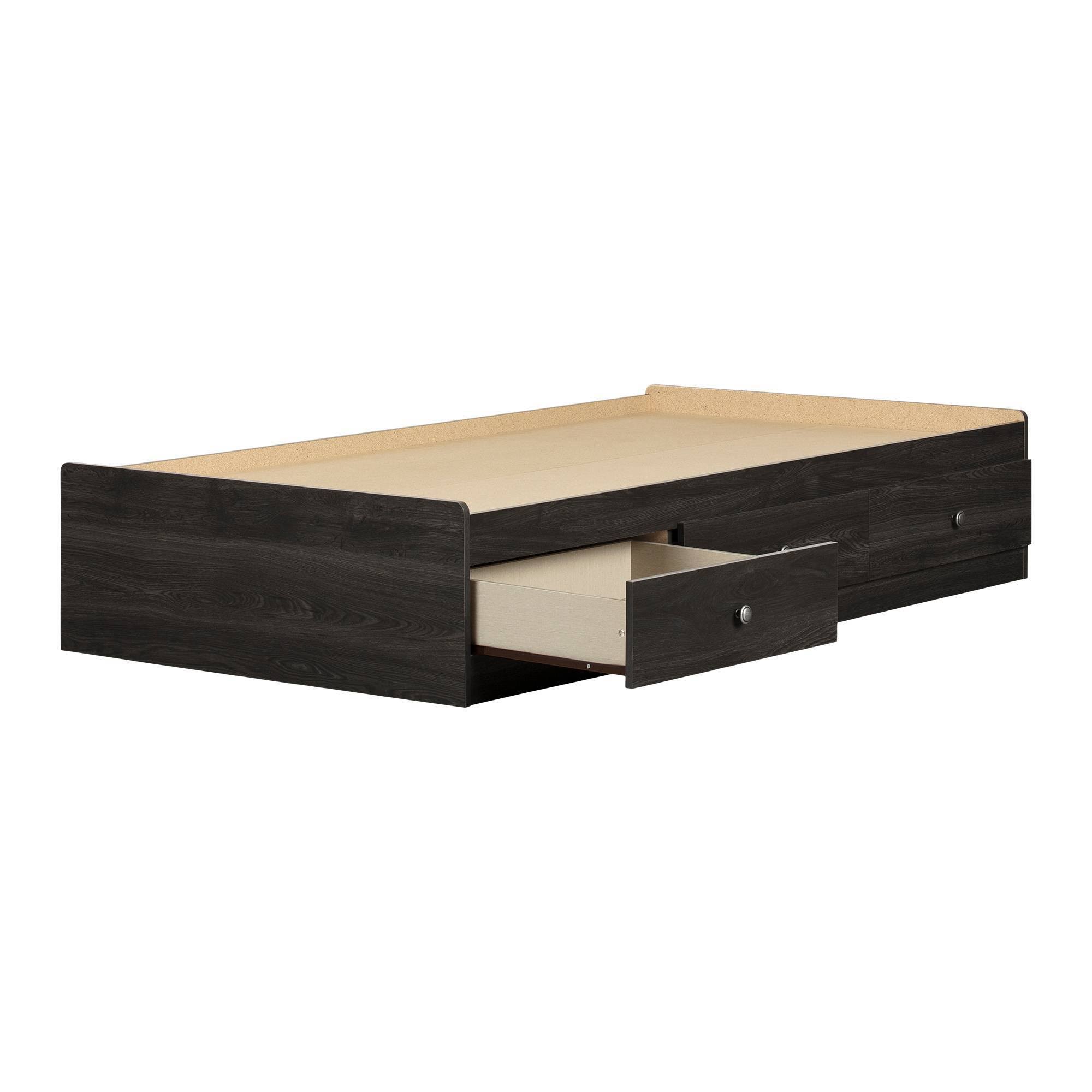 South Shore Zach Mates Bed with 3 Drawers Gray Oak