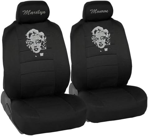 Marilyn Monroe Crystal Diamond Bling Rhinestone Black Car SUV Truck Low Back Seat Covers