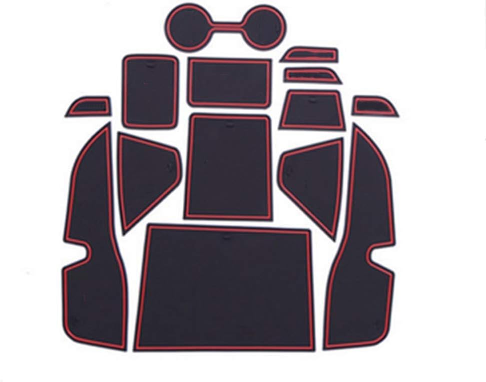 Cup Holder Liner Custom Fit for Nissan Kicks 2017 Without armrest Box Custom Gate Slot Pad Door Slot Pad Center Console Mats Interior Accessories Anti-Dust Anti-Slip 14pcs Red