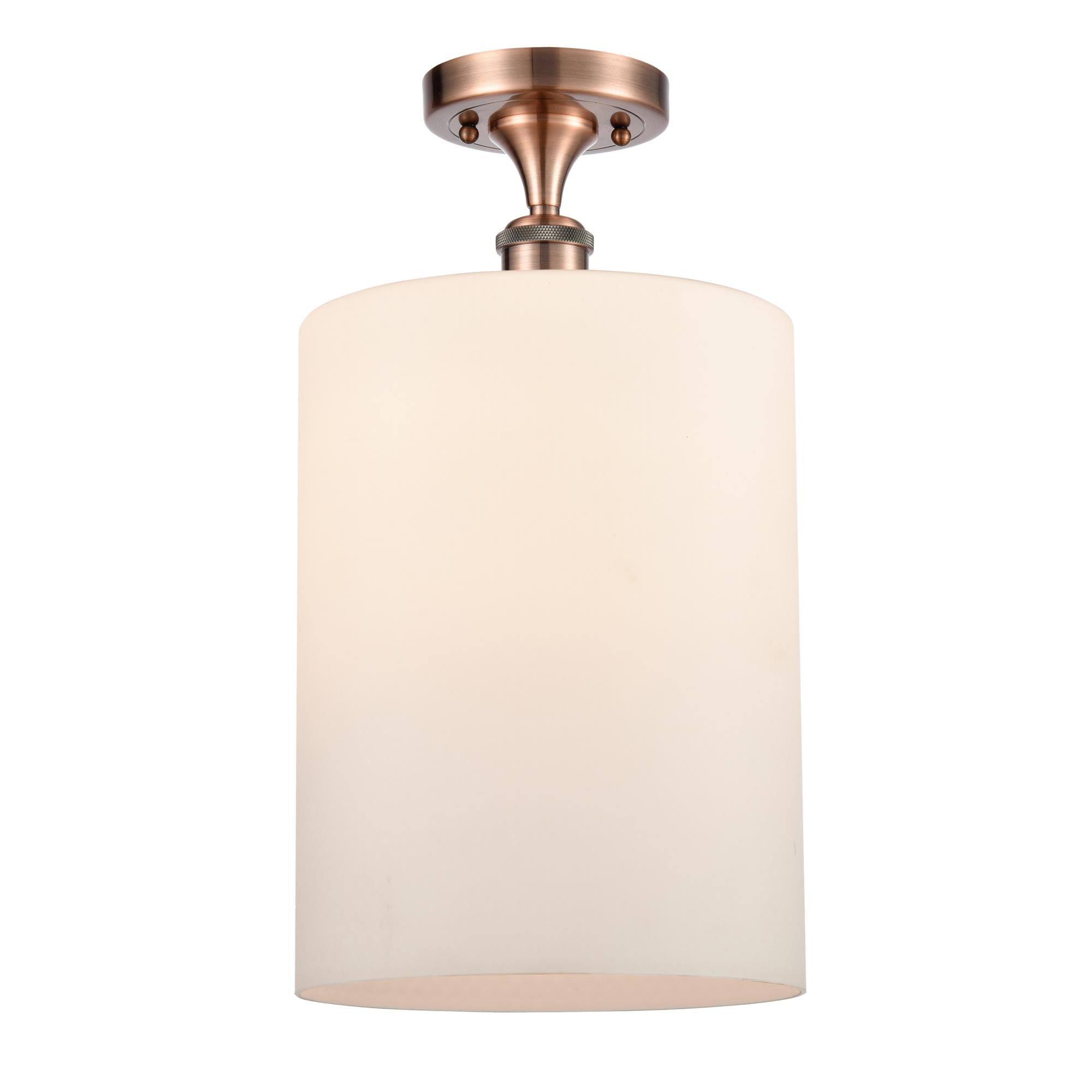 Innovations 516-1C-AC-G111-L-LED Antique Copper Large Cobbleskill 1 Light Semi-Flush Mount