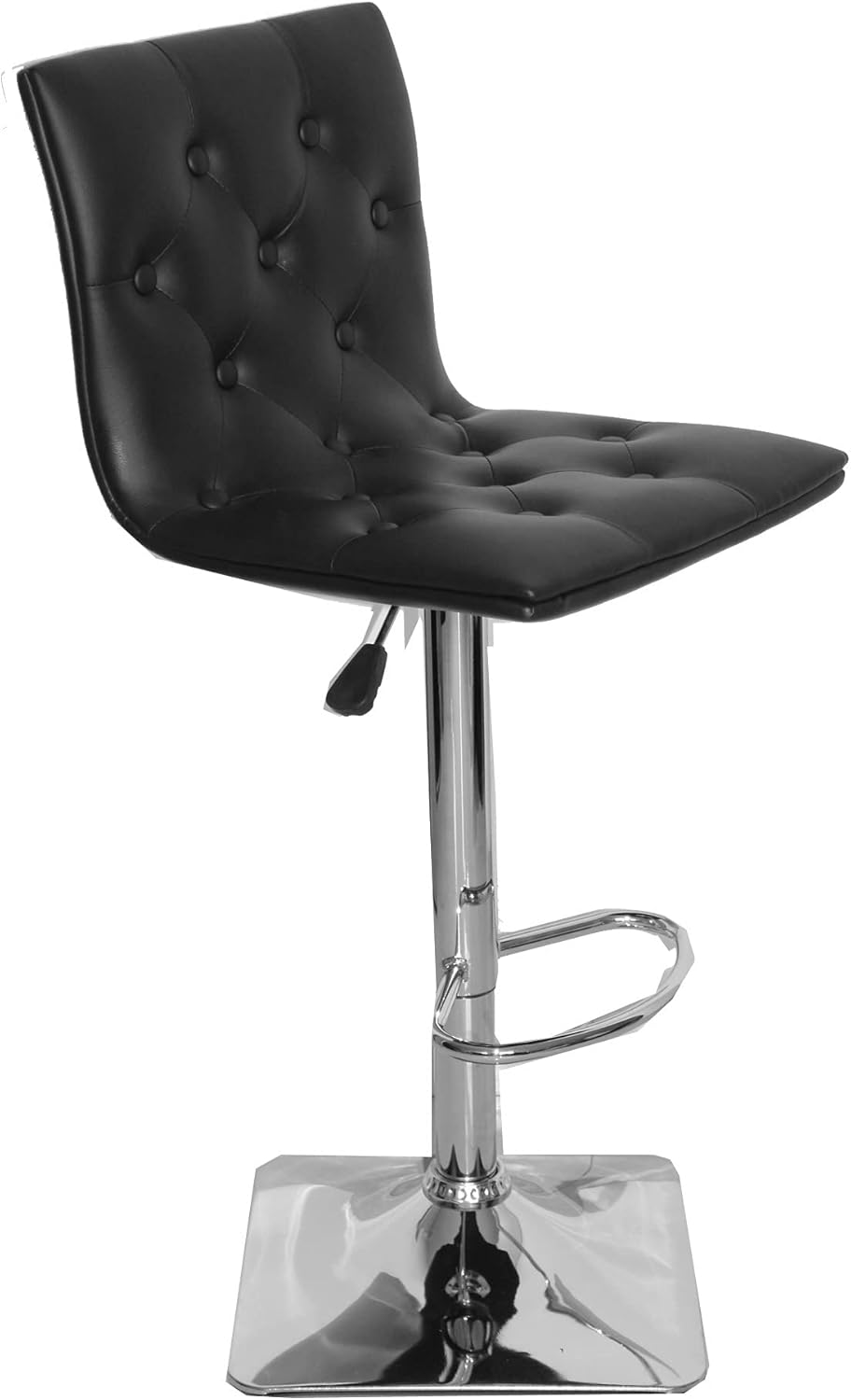 Container Direct Ellie Tufted Faux Leather Adjustable Height Swivel Bar Stool (Set of 2), Black