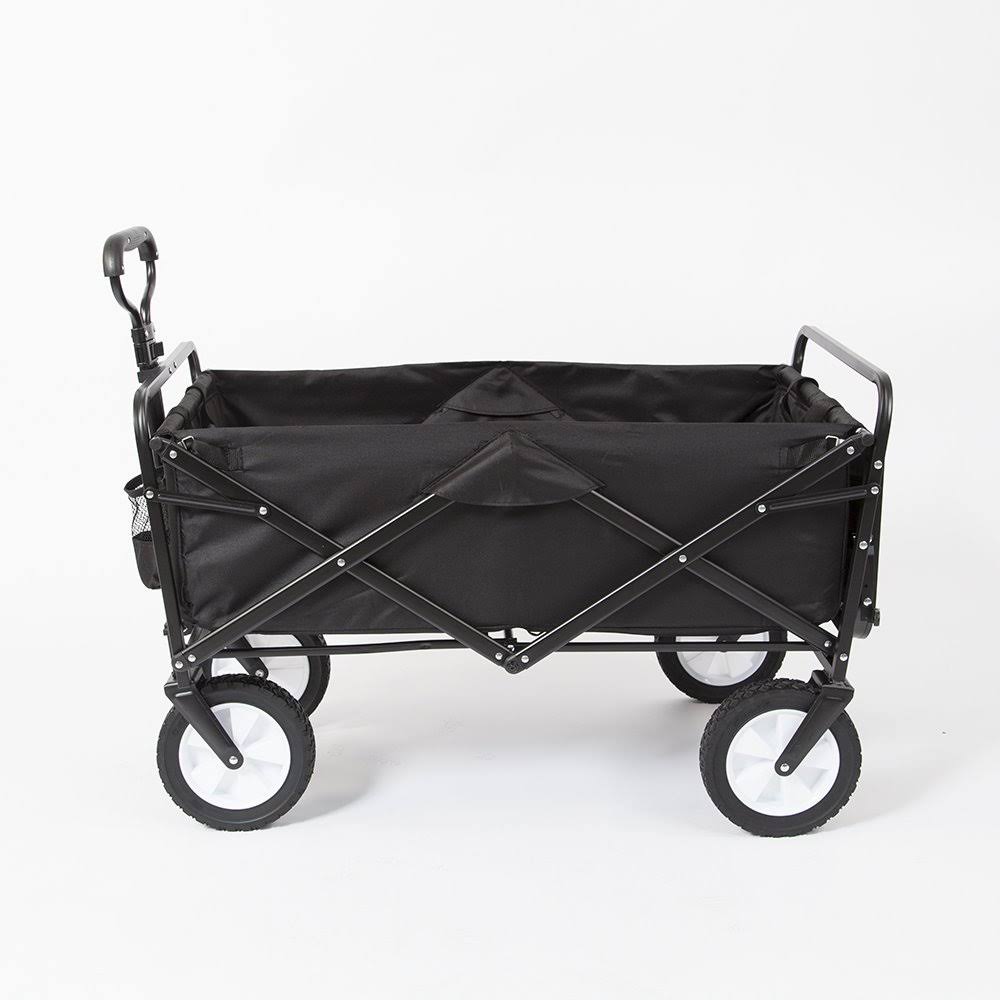 Mac Sports Collapsible Folding Outdoor Utility Wagon with Side Table - Black