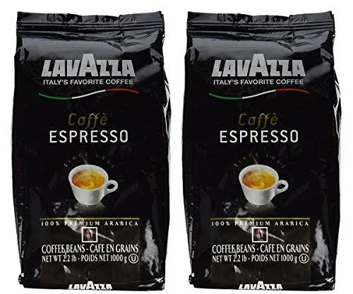 Lavazza Caffe Espresso Whole Bean Coffee Blend Medium Roast 2-Pound Bag Pack of 2