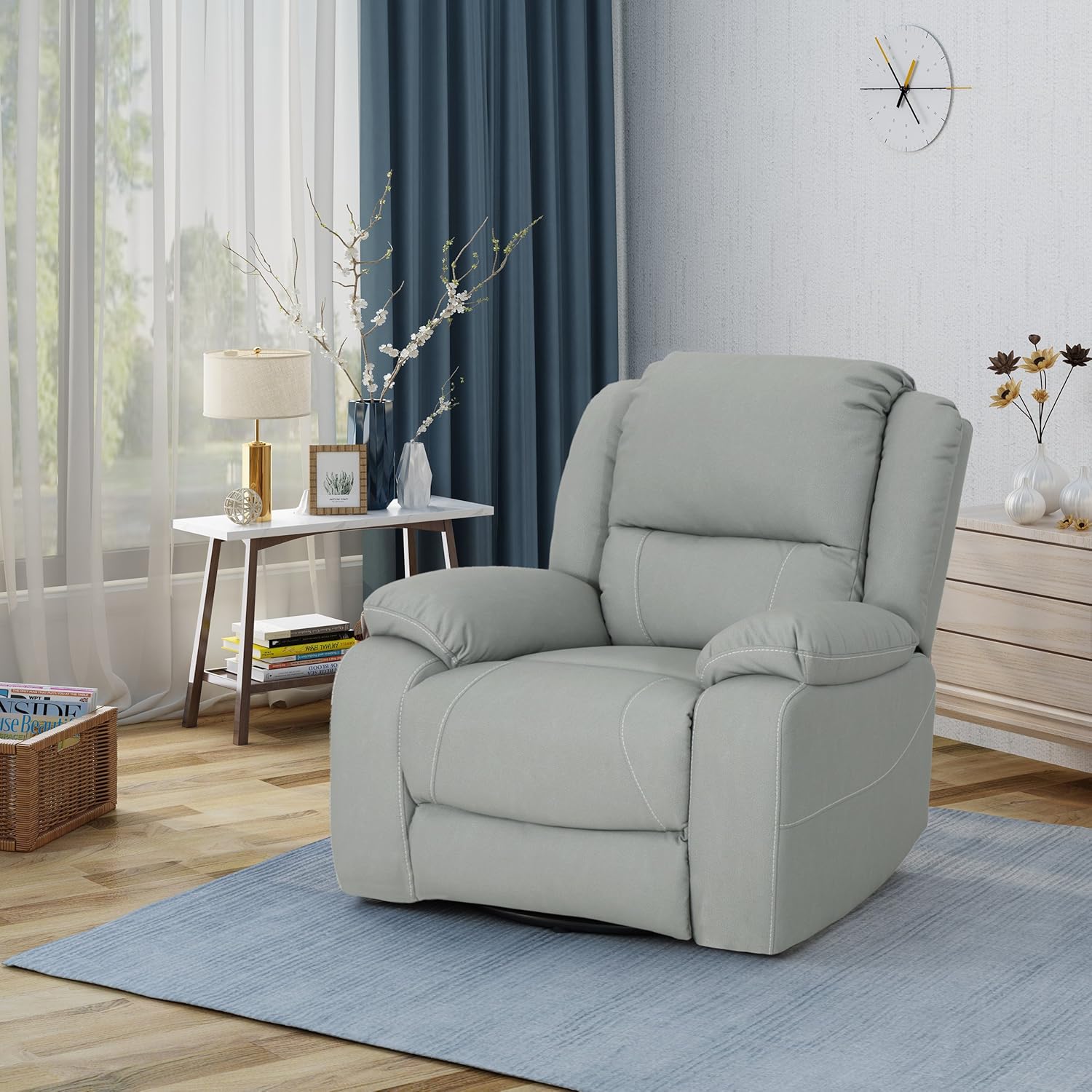 Christopher Knight Home Teresa Swivel Recliner, Light Grey + Black