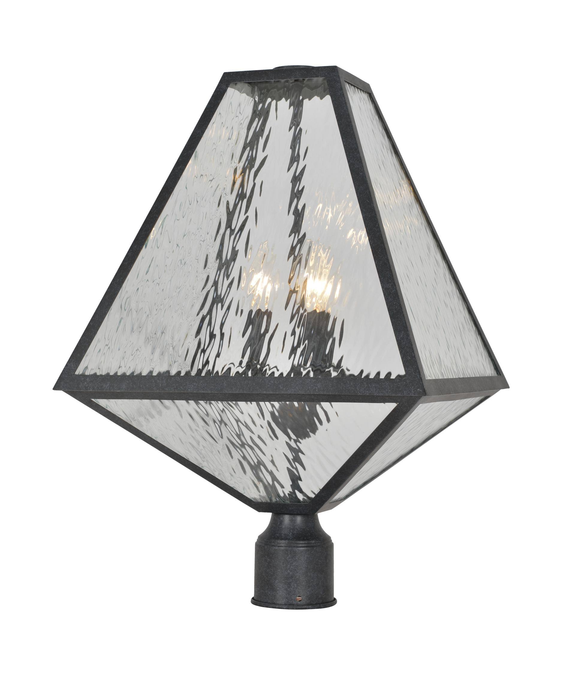 Crystorama Glacier Outdoor 3-Light Black Charcoal Large Post GLA-9709-WT-BC