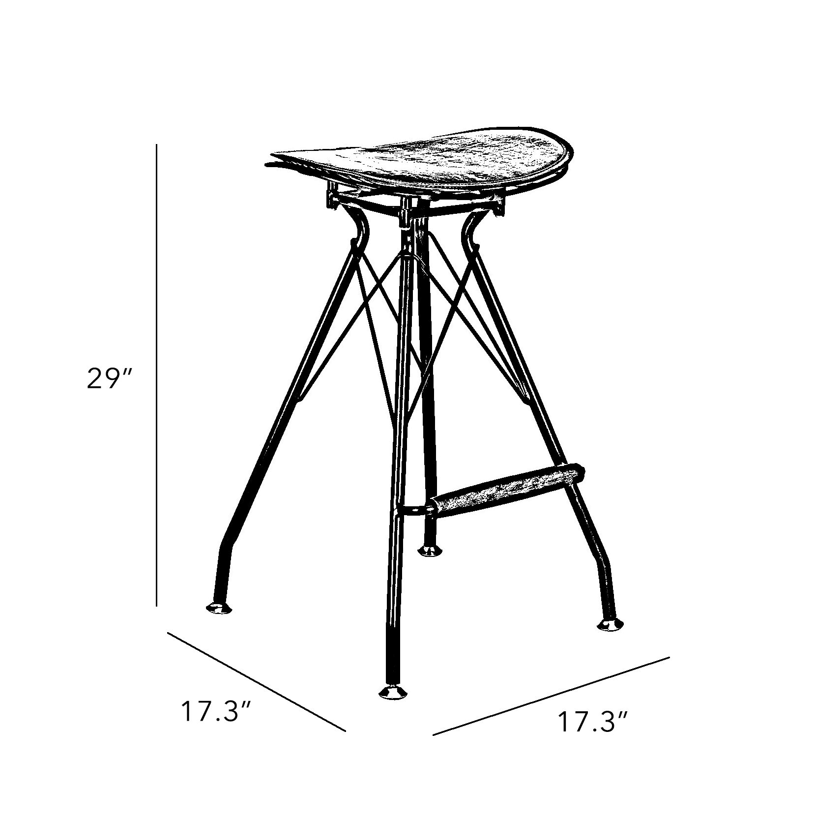Design Lab MN LS-1007-BLKBLK Xavier Matte Black Barstool Set of 2