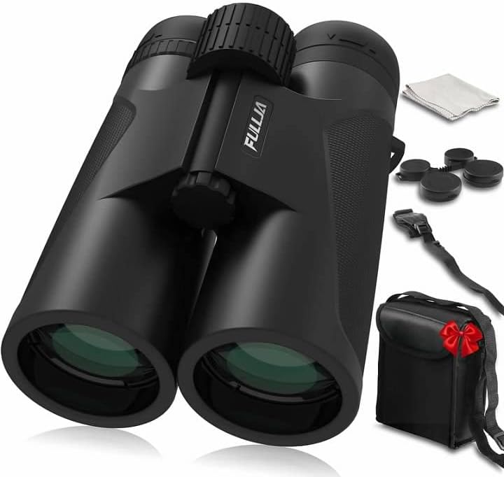 FULLJA 12*42 Compact Binoculars for Adults and Kids - High Power Life Waterproof HD Best Compact Binoculars for Bird Watching Hunting Hiking Sightseeing Travel Concerts with BAK4 Prism FMC Lens, Black