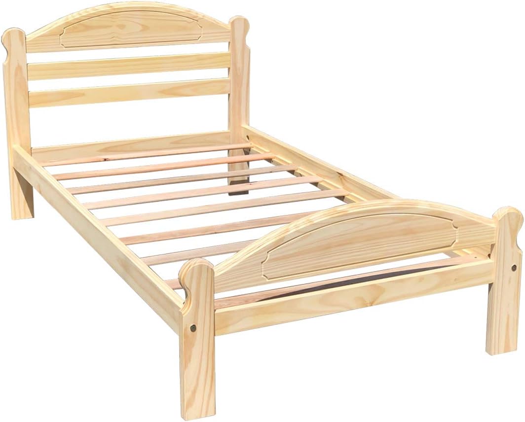 Wood To The World Arizona Twin Bed Solid Pine Platform Bed and 3 Drawer Nightstand Unfinished Bedroom Set Value Pack Suitable for Kids Room