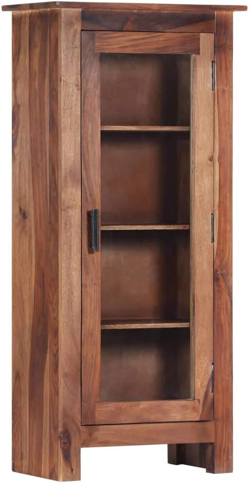vidaXL Solid Sheesham Wood Highboard Sturdy Glass Door 4 Shelves Sleek Compact Practical Chest Home Furniture Display Book Shelf 19.6