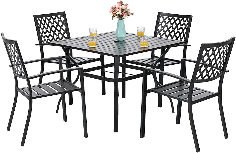 PHI VILLA 5-Piece Metal Patio Outdoor Dining Set- 37
