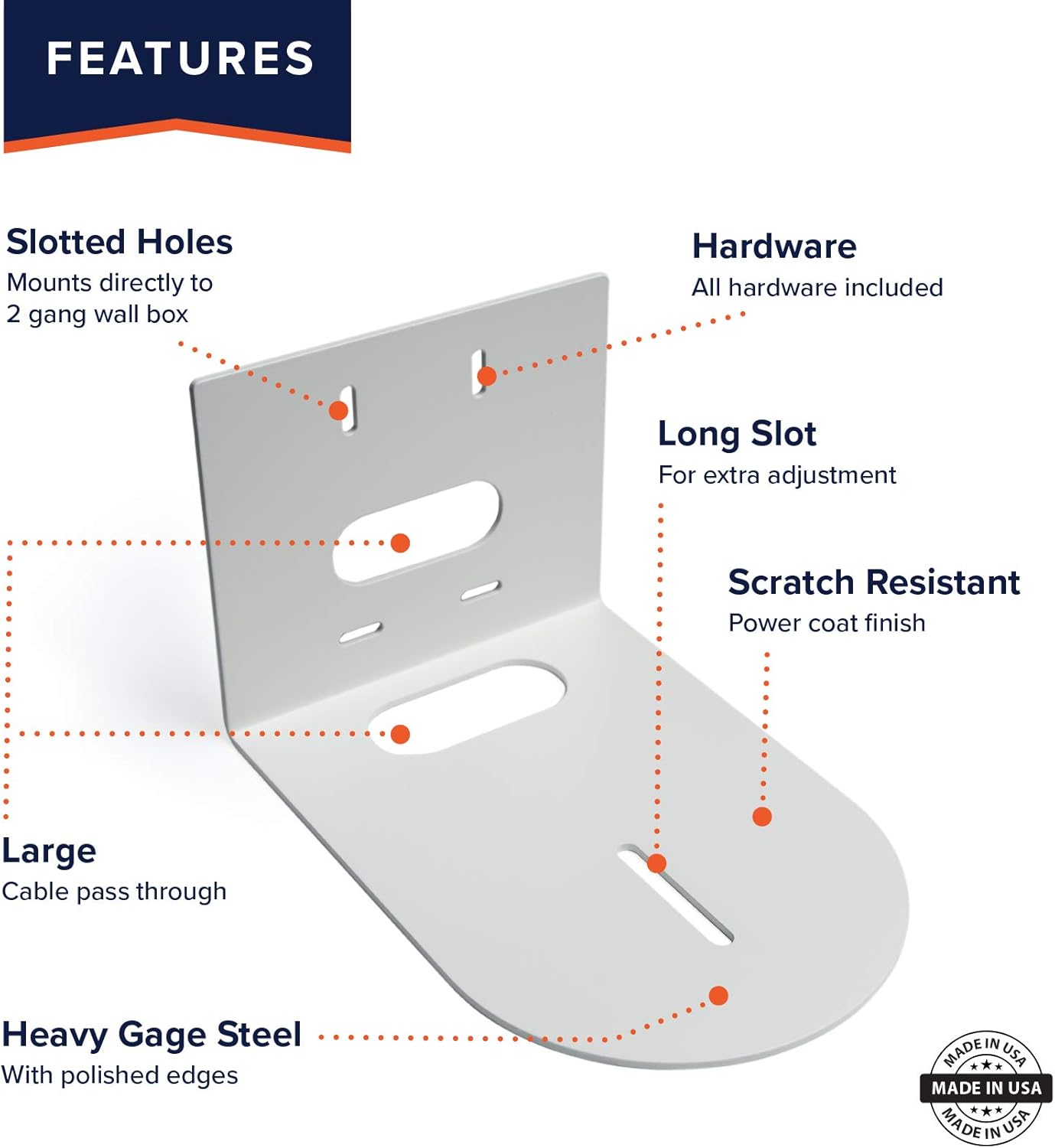 AV Brackets | PTZ Camera Universal Mounting Bracket Compatible with | HuddleCam | PTZOptics | Small Universal | White | HCM-1 Pack of 2