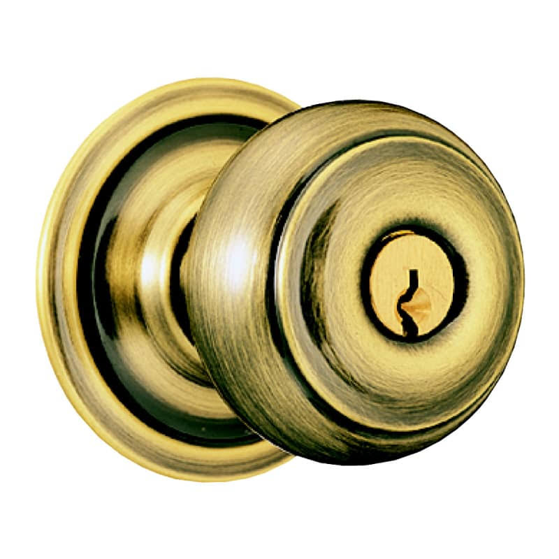 Schlage A40S Geo Georgian Privacy Door Knob Set Antique Brass