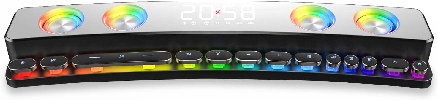 Dynamic RGB Computer Speakers Sound Bar Desktop PC Gaming Speaker Soundbar with Wireless Bluetooth 5.0, Small Sound Bars for Laptop, Tablet, TV, USB Powered Battery Operated Speakers, Built-in Mic Pack of 2