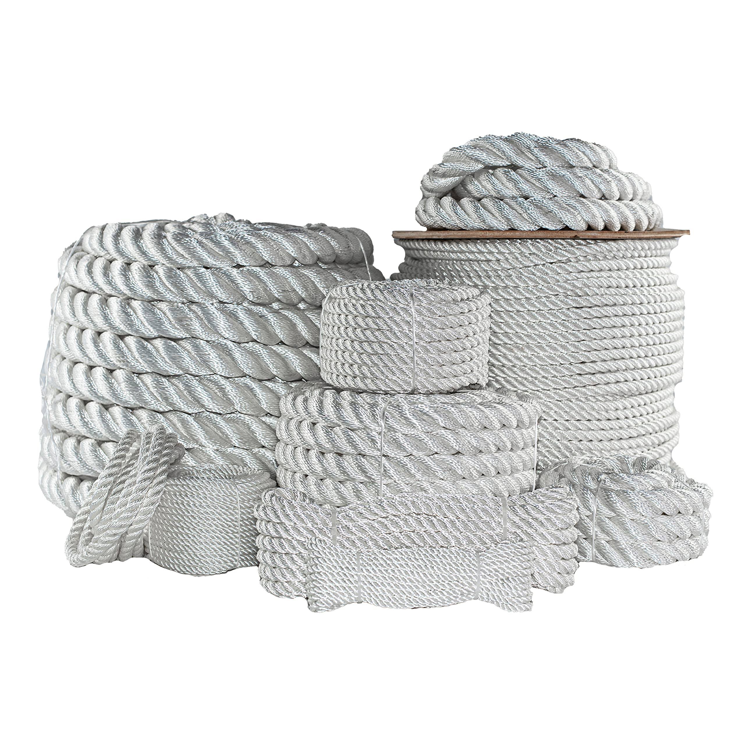 Sgt Knots Twisted Nylon Rope (1/4 inch - 2 inch) Black or White Multipurpose Utility Line - Alkali, Chemical, and Weather Resist