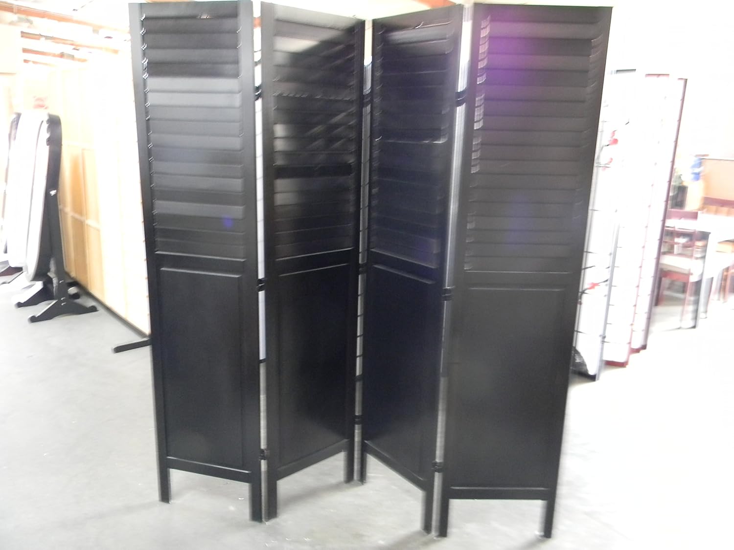 4 Panel Wood Screen Room DividerS - Black