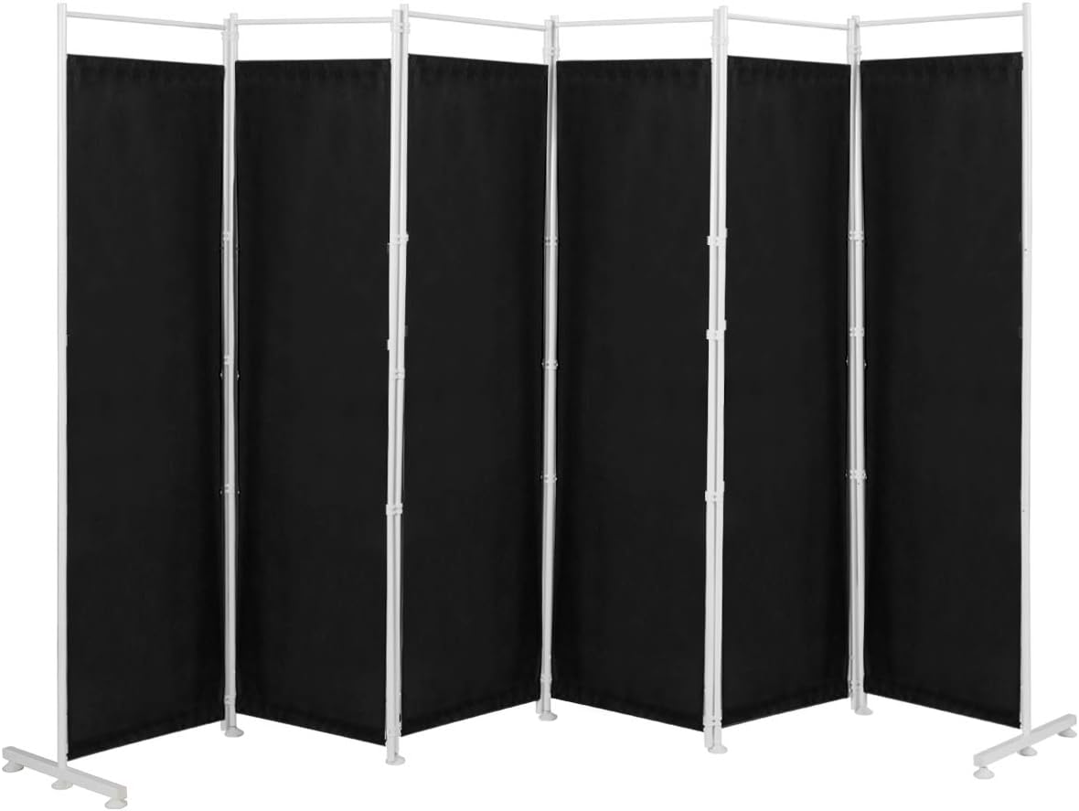 Giantex 6 Panel Room Divider, 6 Ft Folding Screen with Steel Support Base, Privacy Room Partition Room Dividers for Bedroom, Living Room, Office, Restaurant (Black)