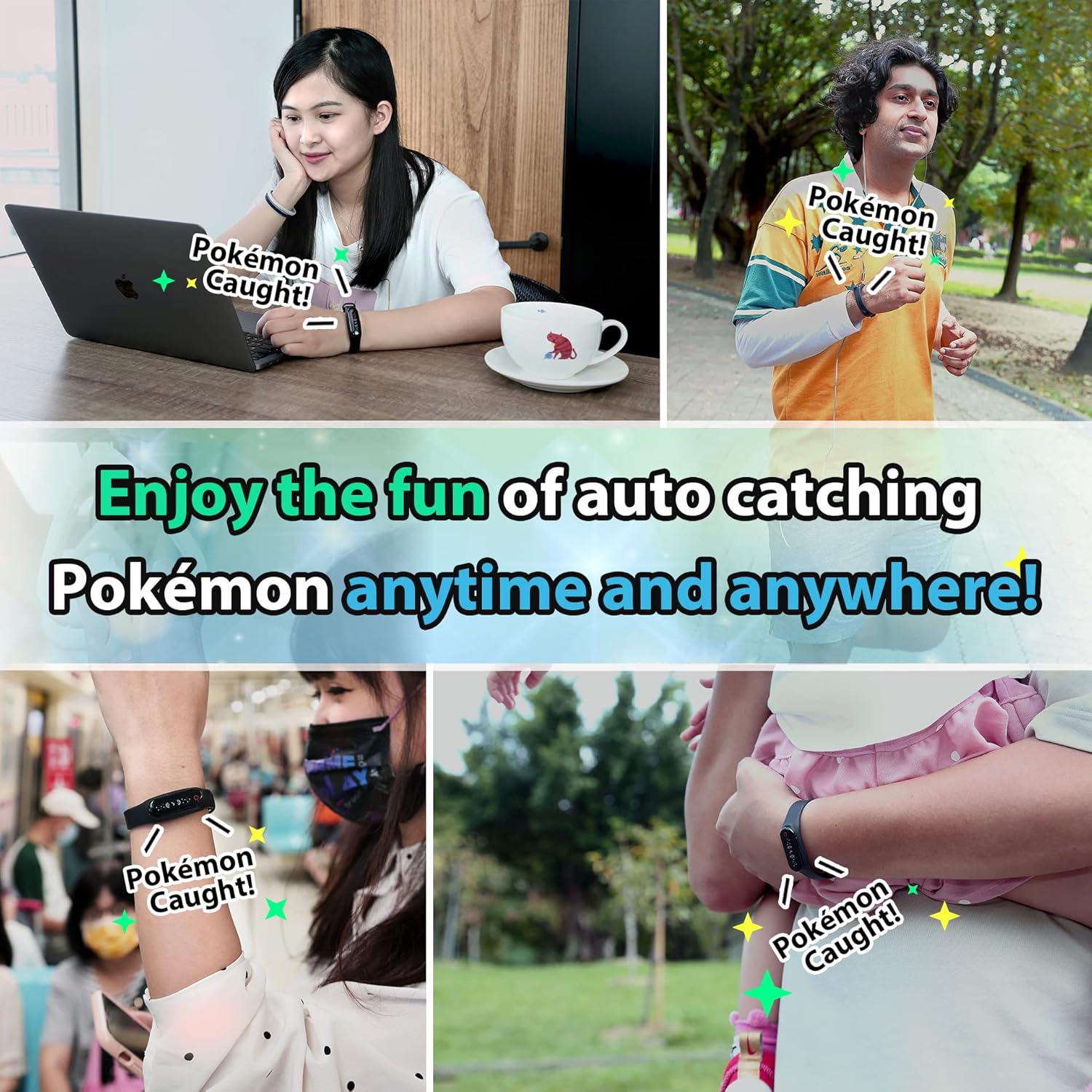 Brook Pocket Auto Catch Plus - Spin Catching and Collecting Items, Wristband Bracelet Accessory, Reminder for Disconnection, Battery Capacity Display