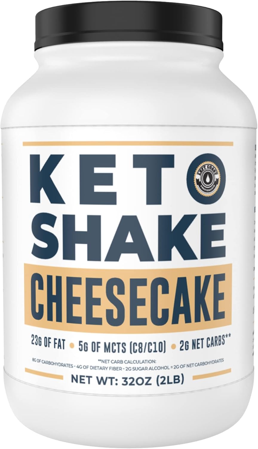 Cheesecake Keto Meal Replacement Shake [2lbs] - Low Carb Keto Protein Powder Shake Mix, High Fat Protein Shake with MCTs, Collagen Peptides and Real USA Cream Cheese Pack of 2