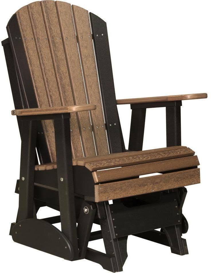 LuxCraft Adirondack Recycled Plastic 2&Glider Chair, Antique Mahogany on Black