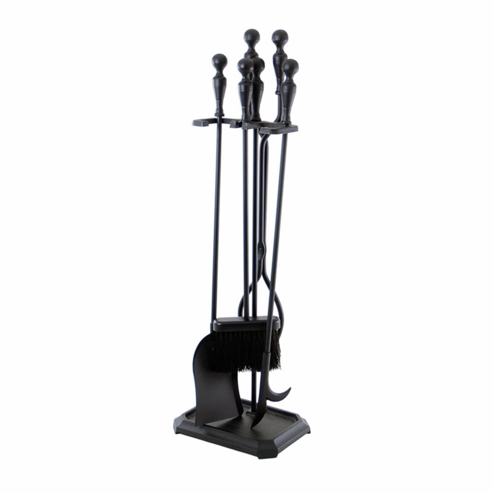 Minuteman 4 Piece Round Base Fireplace Tool Set; Black