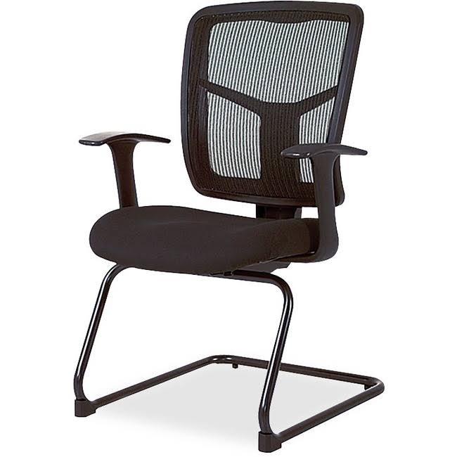 Lorell ErgoMesh Mesh/Fabric Guest Chair, Black