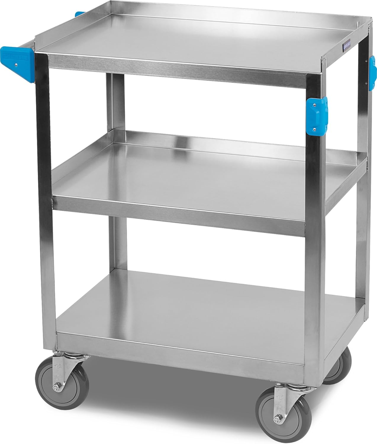 Carlisle UC3031827 3 Shelf Stainless Steel Utility / Service Cart, 300 Pound Capacity, Medium