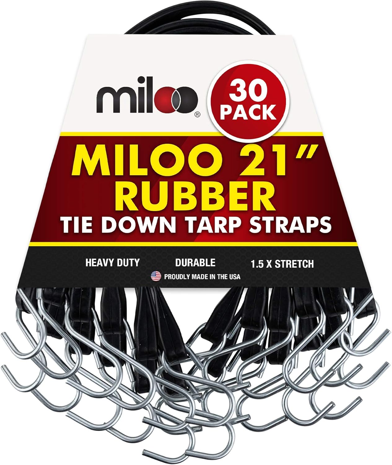 30 Pack Rubber Bungee Cords Made in USA 21