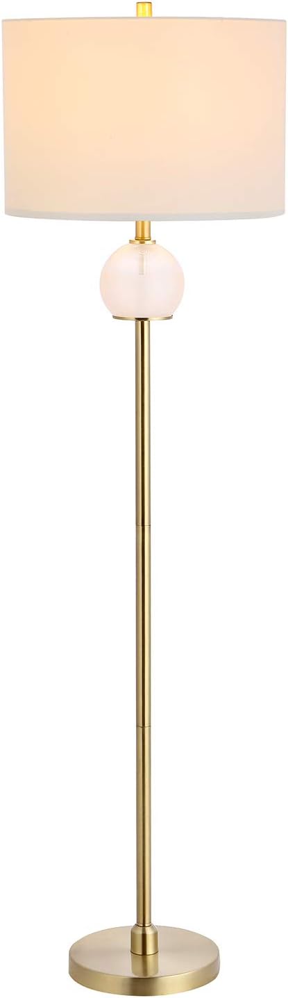 WINGBO Modern Floor Lamp 3 Stacked Glass Ball Free Standing Floor Lamps with White Drum Shade, Tall Pole Light for Living Room Bedroom Modern Upright Light with LED Bulb